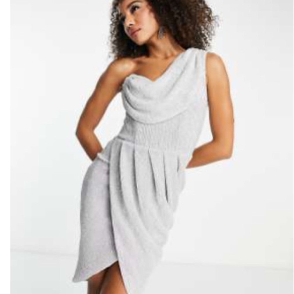 Asos Silver sequin one shoulder dress.